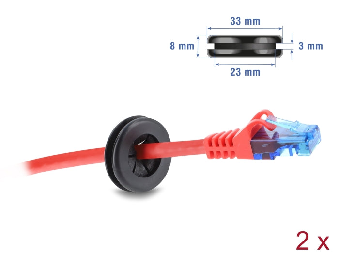 Delock Gummi Kabeldurchführung rund Ø 27 mm schwarz 2 Stück
