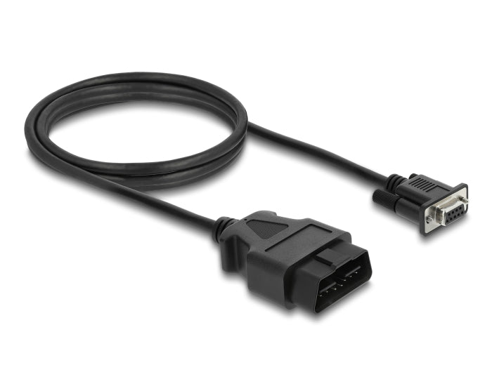 Delock Adapterkabel OBD-2 Stecker auf Sub-D 9 Pin Buchse mit Schrauben 1,15 m