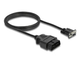 Delock Adapterkabel OBD-2 Stecker auf Sub-D 9 Pin Buchse mit Schrauben 1,15 m