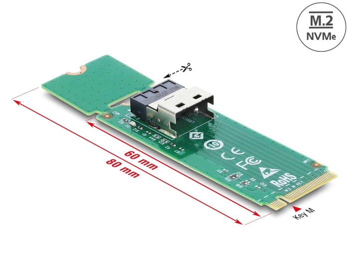 Delock M.2 Key M zu 1 x SFF-8654 4i Konverter