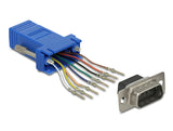 Delock D-Sub 9 Pin Stecker zu RJ45 Buchse Montagesatz blau