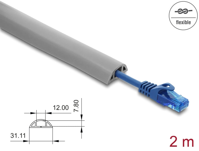 Delock Kabelkanal PVC flexibel 30 x 10 mm - Länge 2 m grau