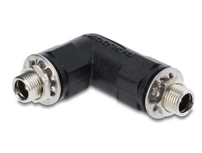 Delock Hohlstecker Adapter DC 5,5 x 2,1 mm Buchse auf Buchse mit Gewinde gewinkelt 90°