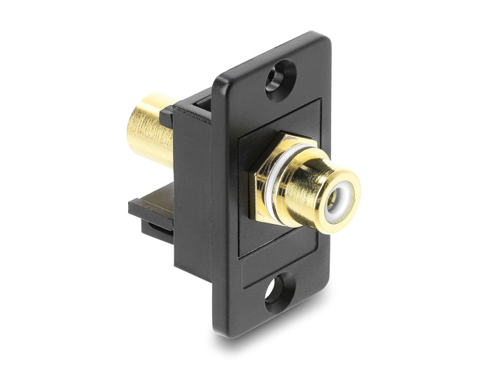 Delock Panel Mount Cinch Buchse zu Cinch Buchse vergoldet weiß / schwarz
