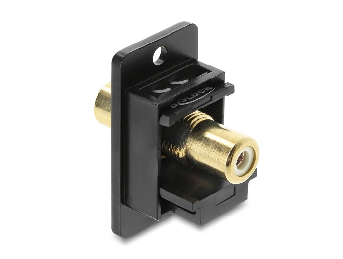 Delock Panel Mount Cinch Buchse zu Cinch Buchse vergoldet weiß / schwarz
