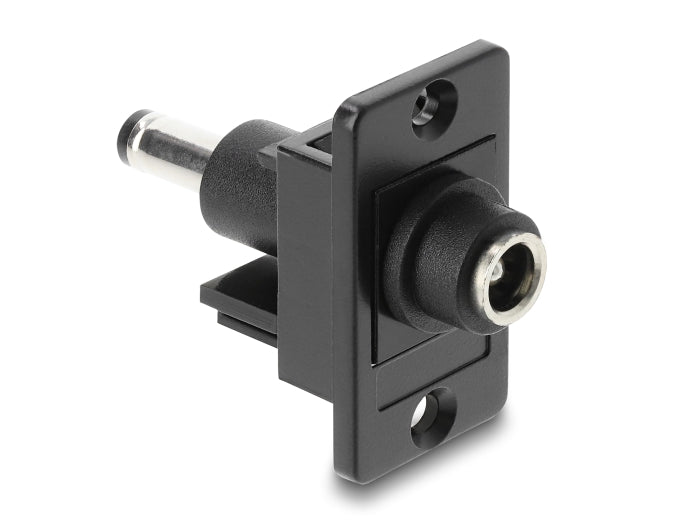 Delock Panel Mount DC 5,5 x 2,5 mm Buchse zu DC 5,5 x 2,1 mm Stecker schwarz