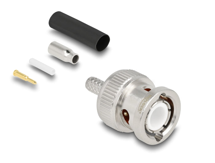 Delock BNC Stecker 50 Ohm zum Crimpen RG-174 / RG-316 mit passendem Schrumpfschlauch