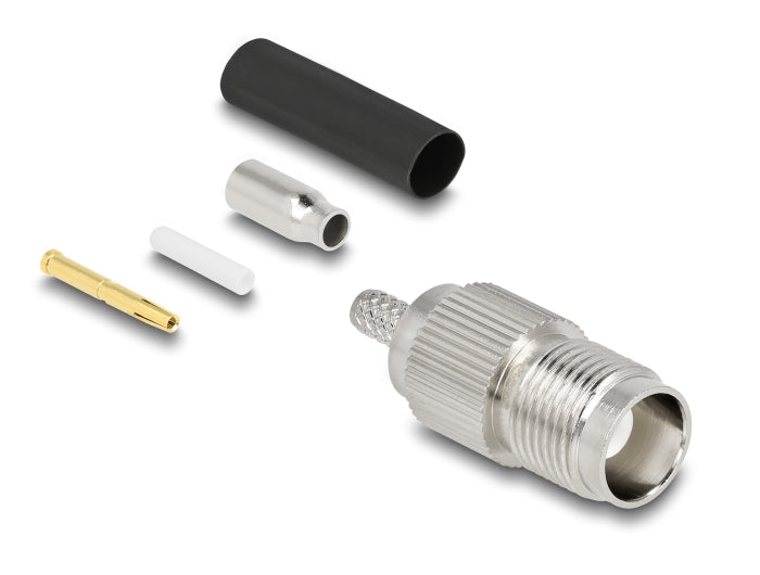 Delock TNC Buchse zum Crimpen RG-174 / RG-316 mit passendem Schrumpfschlauch