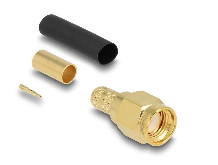 Delock SMA Stecker zum Crimpen LMR200 mit passendem Schrumpfschlauch