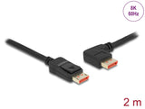 Delock DisplayPort Kabel Stecker gerade zu Stecker 90° links gewinkelt 8K 60 Hz 2 m