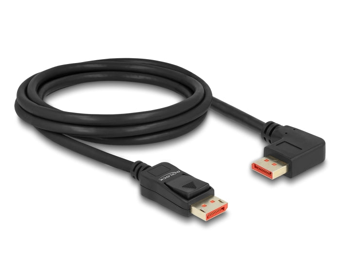 Delock DisplayPort Kabel Stecker gerade zu Stecker 90° links gewinkelt 8K 60 Hz 2 m