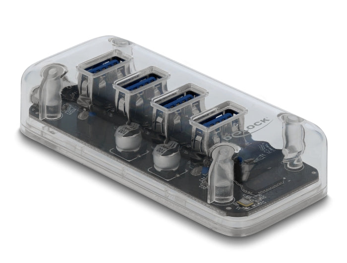 Delock Externer USB 5 Gbps Hub mit 4 Ports transparent