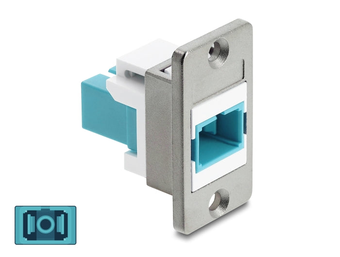 Delock Panel Mount SC Simplex Buchse zu SC Simplex Buchse silber / aqua / weiß