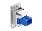 Delock Panel Mount SC Simplex Buchse zu SC Simplex Buchse silber / blau / weiß