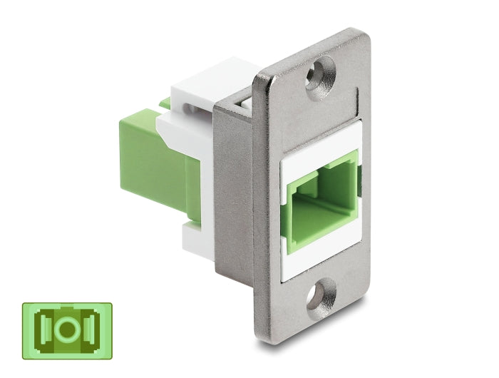 Delock Panel Mount SC Simplex Buchse zu SC Simplex Buchse silber / lindgrün / weiß