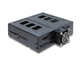 Delock 5.25″ Wechselrahmen für 4 x 2.5″ SATA oder SAS HDD / SSD mit Schloss