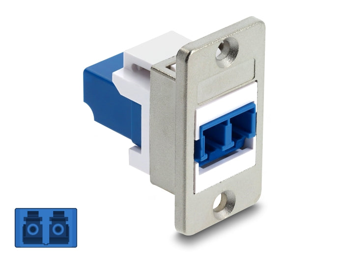 Delock Panel Mount LC Duplex Buchse zu LC Duplex Buchse silber / blau / weiß