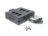 Delock 5.25″ Wechselrahmen für 4 x 2.5″ SATA oder SAS HDD / SSD mit Schloss