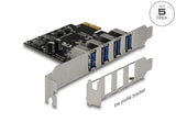 Delock USB 5 Gbps PCI Express x1 Karte mit 4 x externen Typ-A Buchsen