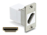 Delock Panel Mount HDMI Buchse zu HDMI Buchse diagonal 8K 60 Hz silber / weiß