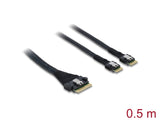 Delock PCIe 4.0 Kabel Slim SAS SFF-8654 8i zu 2 x Slim SAS SFF-8654 4i 0,5 m