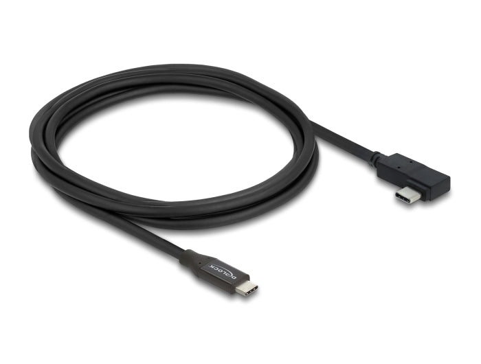 Delock Koaxiales USB 40 Gbps Kabel gewinkelt links / rechts USB PD 3.1 240 W 2 m