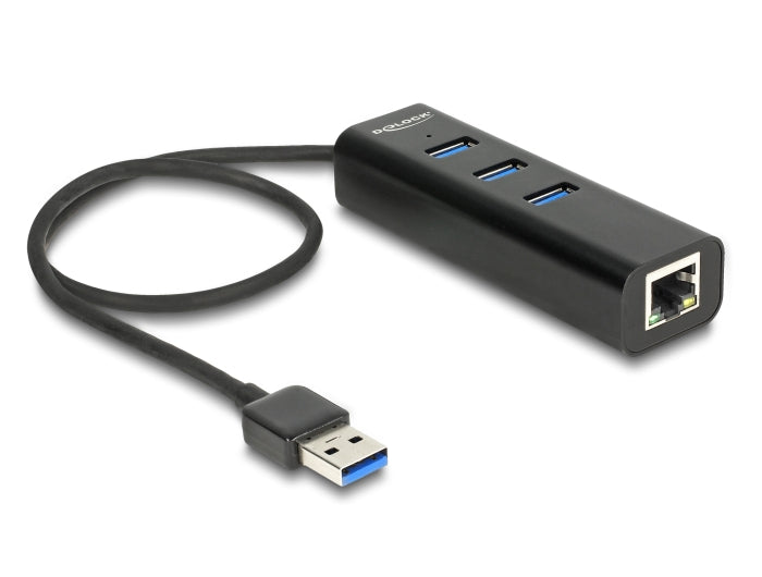 Delock USB 5 Gbps Hub 3 Port + 1 Port Gigabit LAN 10/100/1000 Mbps