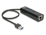 Delock USB 5 Gbps Hub 3 Port + 1 Port Gigabit LAN 10/100/1000 Mbps