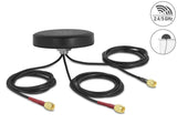 Delock LTE MIMO Dualband WLAN 802.11 ac/ax/a/h/b/g/n Antenne 3 x SMA Stecker RG-174 1 m Schraubmontage outdoor schwarz