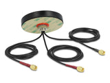 Delock LTE MIMO Dualband WLAN 802.11 ac/ax/a/h/b/g/n Antenne 3 x SMA Stecker RG-174 1 m Schraubmontage outdoor schwarz