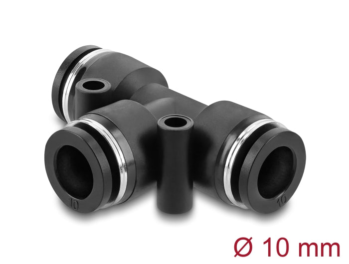 Delock Steckverbinder Pneumatik / Pneumatik Schnellsteckverbinder 10 mm mit zwei Befestigungslöchern T-Form