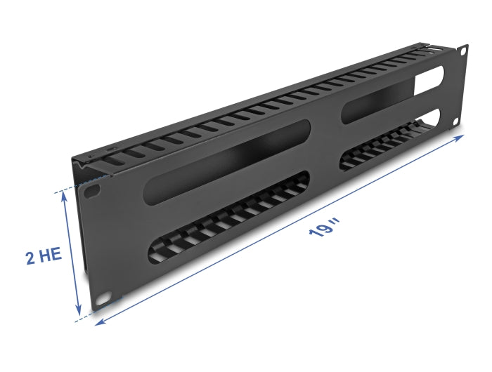Delock 19″ 2 HE Kabelmanagement Rangierpanel mit 4 Öffnungen Metall schwarz