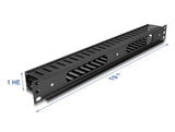 Delock 19″ 1 HE Kabelmanagement Rangierpanel mit 2 Öffnungen Metall / Kunststoff schwarz