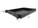 Delock 19″ Ausziehbare Schublade 1 HE, längenverstellbar bis 280 mm, Tiefe 345 mm, schwarz