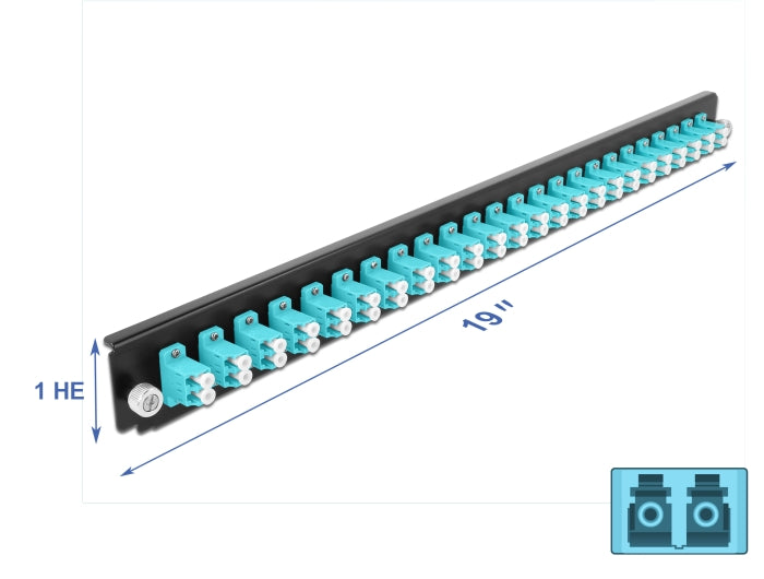 Delock 19″ LWL Spleißbox Frontblende 24 Port LC Duplex aqua
