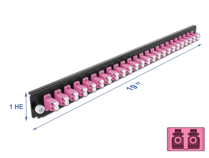 Delock 19″ LWL Spleißbox Frontblende 24 Port LC Duplex violett