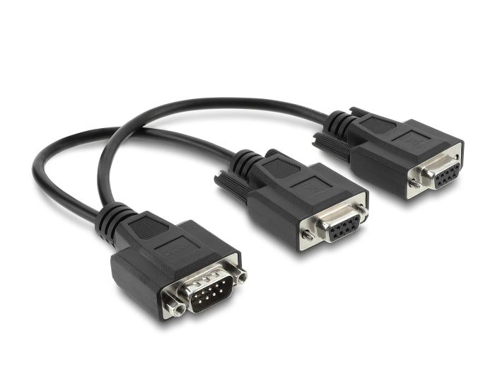 Delock Adapter Y-Kabel D-Sub9 1 x Stecker mit Muttern zu 2 x Buchse mit Schrauben 25 cm