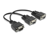 Delock Adapter Y-Kabel D-Sub9 1 x Stecker mit Muttern zu 2 x Buchse mit Schrauben 25 cm