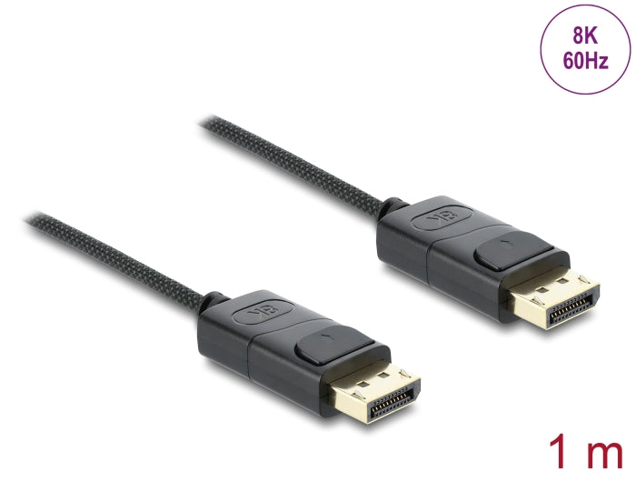 Delock Koaxiales DisplayPort Kabel 8K 60 Hz mit Geflechtmantel 1 m