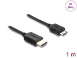Delock Koaxiales High Speed HDMI Kabel HDMI Stecker zu Mini HDMI Stecker 8K 60 Hz mit Geflechtmantel 1 m
