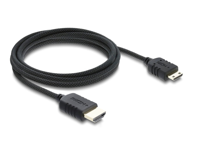 Delock Koaxiales High Speed HDMI Kabel HDMI Stecker zu Mini HDMI Stecker 8K 60 Hz mit Geflechtmantel 2 m