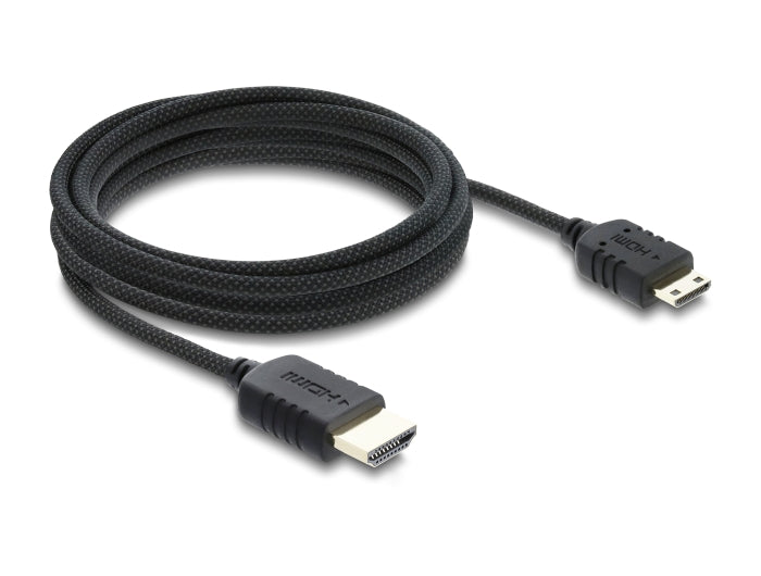 Delock Koaxiales High Speed HDMI Kabel HDMI Stecker zu Mini HDMI Stecker 8K 60 Hz mit Geflechtmantel 3 m