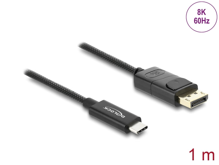 Delock Koaxiales USB Type-C™ zu DisplayPort Kabel (DP Alt Mode) 4K 60 Hz mit Geflechtmantel 1 m