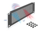Delock 10″ Netzwerkschrank Panel mit Lüftungsschlitzen vertikal 2 HE schwarz