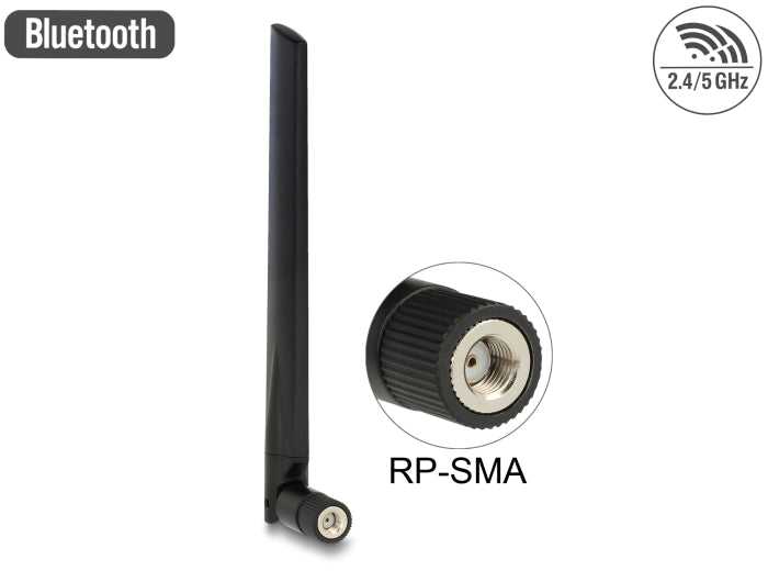 Delock WLAN 802.11 ac/a/h/b/g/n Antenne RP-SMA Stecker 3 - 5 dBi omnidirektional mit Kippgelenk schwarz