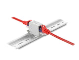 Delock RJ45 Kupplung Cat.6A Buchse zu Buchse mit Staubschutzklappe für Hutschienen Montage ungeschirmt grau / weiß