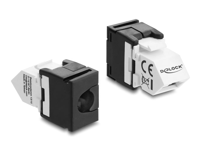 Delock Keystone Modul RJ45 Buchse zu LSA Cat.6 45° gewinkelte Buchse ungeschirmt schwarz / weiß