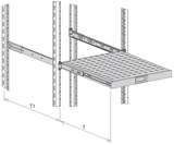 19" 1HE Fachboden ausziehbar, ET 350.. 450 mm, 30 kg, ST 600, RAL7035 - 691651AGR.6