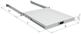 19" 1HE Fachboden ausziehbar, ET 550.. 650 mm, 30 kg, ST 800, RAL7035 - 691651AGR.8