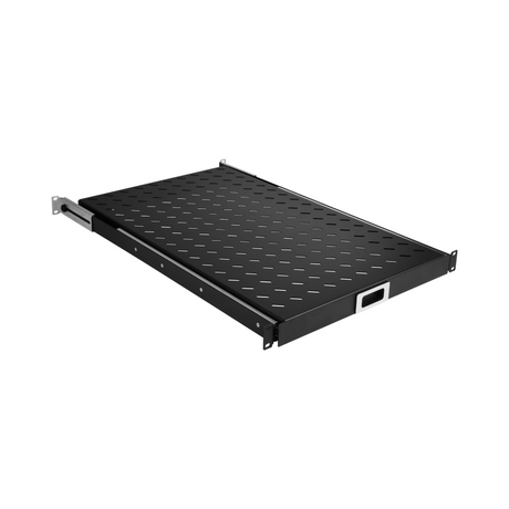 19" 1HE Fachboden ausziehbar, ET 350.. 450 mm, 30 kg, ST 600, RAL9005 - 691651ATS.6
